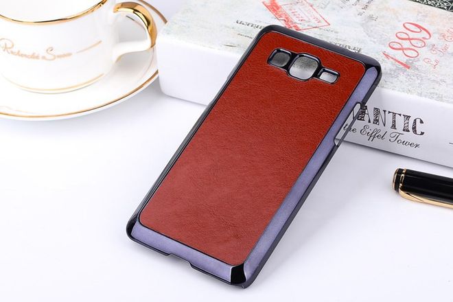 Samsung Galaxy A5 Hart Plastik Case mit lederartiger Oberfläche - braun