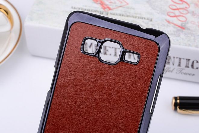 Samsung Galaxy A5 Hart Plastik Case mit lederartiger Oberfläche - braun