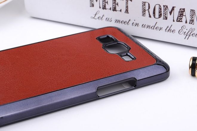 Samsung Galaxy A5 Hart Plastik Case mit lederartiger Oberfläche - braun