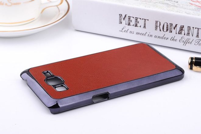 Samsung Galaxy A5 Hart Plastik Case mit lederartiger Oberfläche - braun