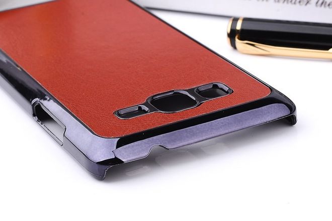 Samsung Galaxy A5 Hart Plastik Case mit lederartiger Oberfläche - braun