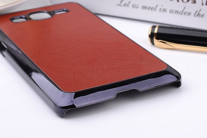 Samsung Galaxy A5 Hart Plastik Case mit lederartiger Oberfläche - braun