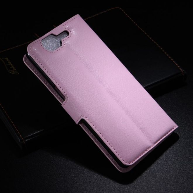 Wiko Highway Leder Flip Case mit Litchimuster - pink