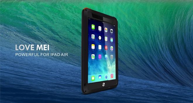 iPad Air LOVE MEI Ultrarobustes Metall, Silikon und gehärtetes Glas Case - schwarz