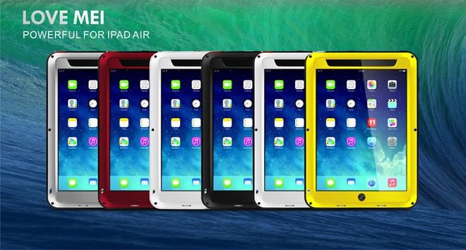 iPad Air LOVE MEI Ultrarobustes Metall, Silikon und gehärtetes Glas Case - schwarz