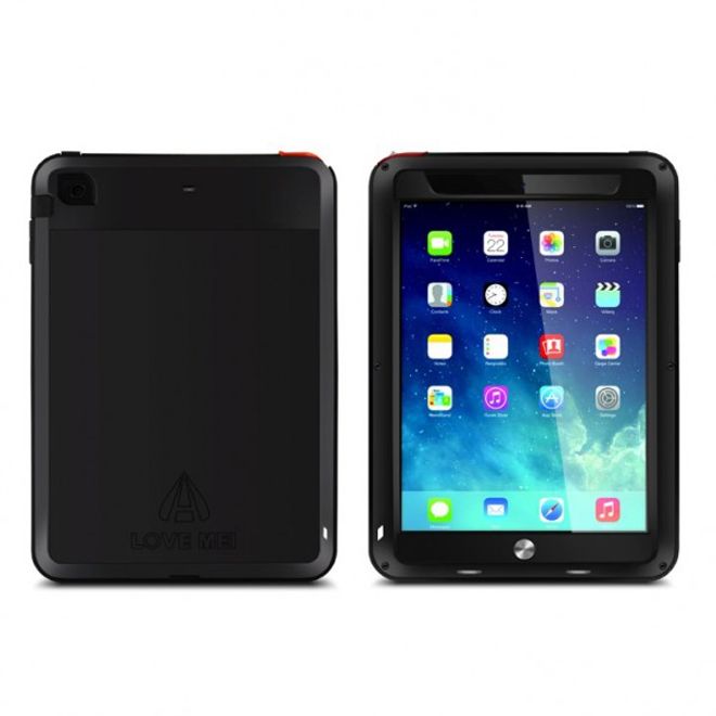 iPad Air LOVE MEI Ultrarobustes Metall, Silikon und gehärtetes Glas Case - schwarz