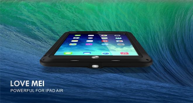 iPad Air LOVE MEI Ultrarobustes Metall, Silikon und gehärtetes Glas Case - schwarz