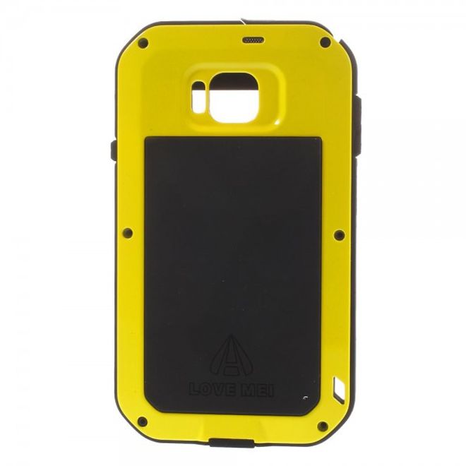 Samsung Galaxy Alpha LOVE MEI Ultrarobustes Metall, Silikon und gehärtetes Glas Cover - gelb