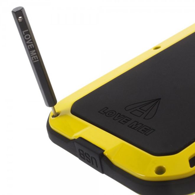 Samsung Galaxy Alpha LOVE MEI Ultrarobustes Metall, Silikon und gehärtetes Glas Cover - gelb