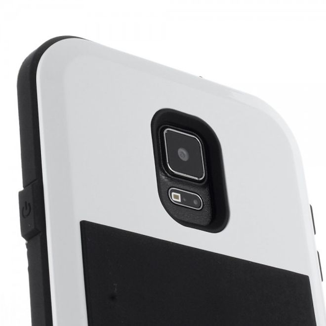 Samsung Galaxy Note 4 LOVE MEI Ultrarobustes Metall, Silikon und gehärtetes Glas Cover - weiss