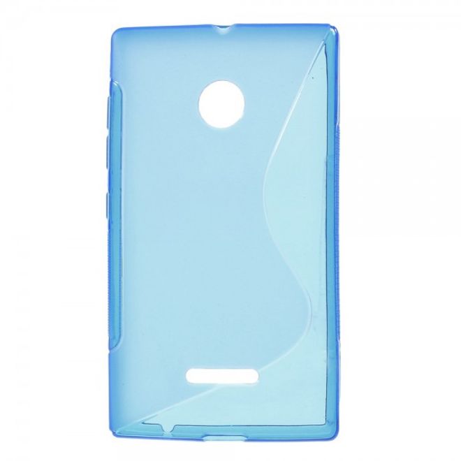 Microsoft Lumia 435 Elastisches Plastik Case S-Shape - blau