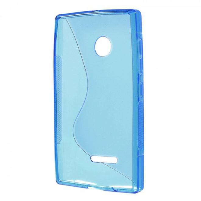Microsoft Lumia 435 Elastisches Plastik Case S-Shape - blau
