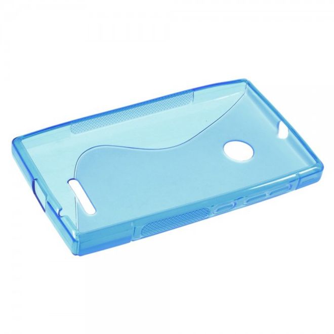 Microsoft Lumia 435 Elastisches Plastik Case S-Shape - blau
