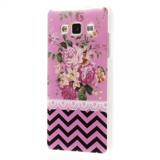 Samsung Galaxy A5 Elastisches Plastik Case mit Blumenstrauss und Muster