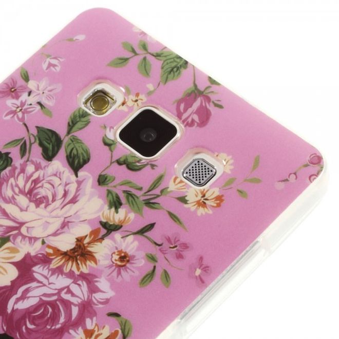 Samsung Galaxy A5 Elastisches Plastik Case mit Blumenstrauss und Muster