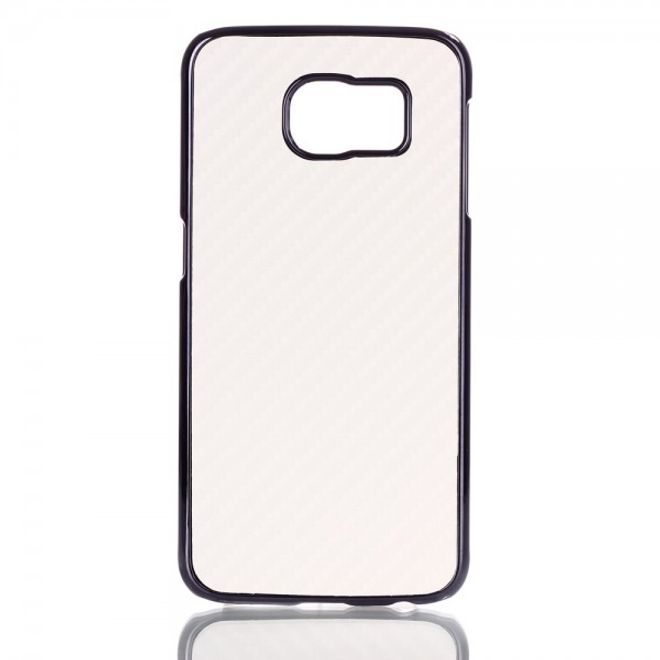 Samsung Galaxy S6 Lederartiges Plastik Case mit Karbonmuster - weiss