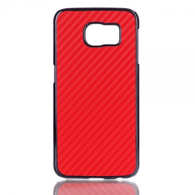 Samsung Galaxy S6 Lederartiges Plastik Case mit Karbonmuster - rot