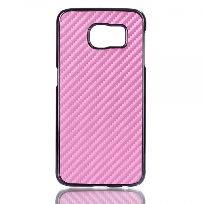 Samsung Galaxy S6 Lederartiges Plastik Case mit Karbonmuster - pink