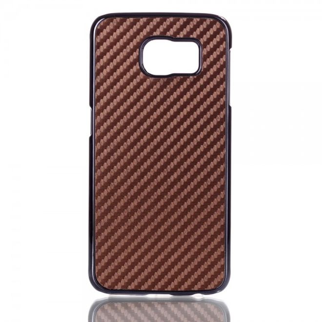 Samsung Galaxy S6 Lederartiges Plastik Case mit Karbonmuster - braun