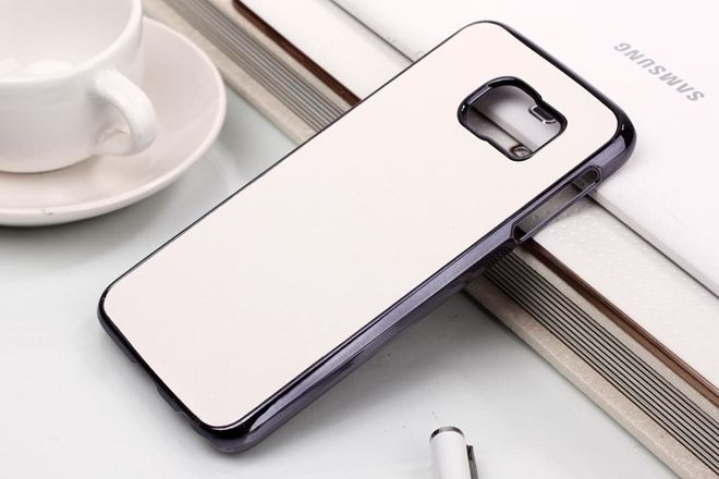 Samsung Galaxy S6 Plastik Case mit lederartiger Oberfläche - weiss