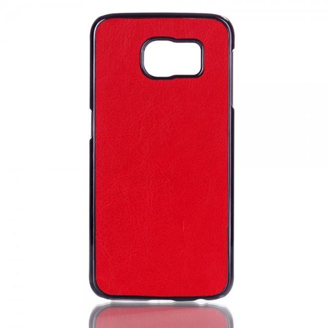Samsung Galaxy S6 Plastik Case mit lederartiger Oberfläche - rot
