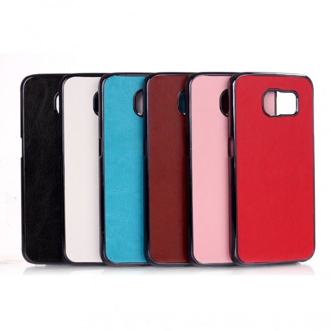Samsung Galaxy S6 Plastik Case mit lederartiger Oberfläche - rot