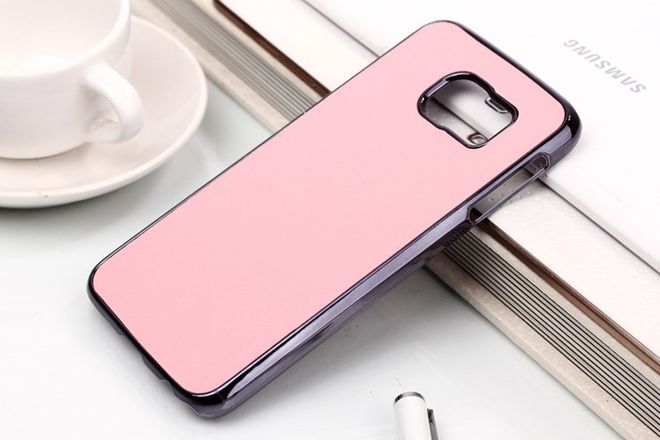 Samsung Galaxy S6 Plastik Case mit lederartiger Oberfläche - pink