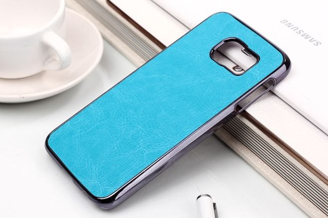 Samsung Galaxy S6 Plastik Case mit lederartiger Oberfläche - blau