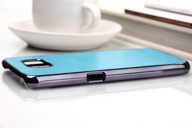 Samsung Galaxy S6 Plastik Case mit lederartiger Oberfläche - blau