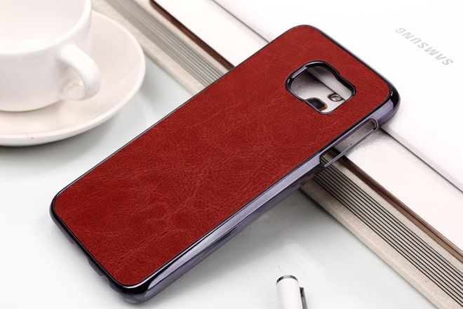 Samsung Galaxy S6 Plastik Case mit lederartiger Oberfläche - braun