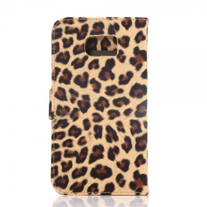 Samsung Galaxy S6 Schlichtes Leder Case mit Leopardenmuster - braun