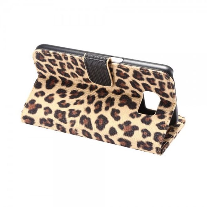 Samsung Galaxy S6 Schlichtes Leder Case mit Leopardenmuster - braun