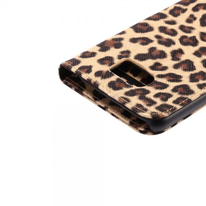 Samsung Galaxy S6 Schlichtes Leder Case mit Leopardenmuster - braun