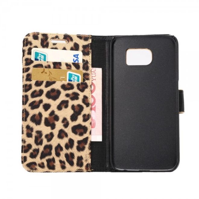 Samsung Galaxy S6 Schlichtes Leder Case mit Leopardenmuster - braun