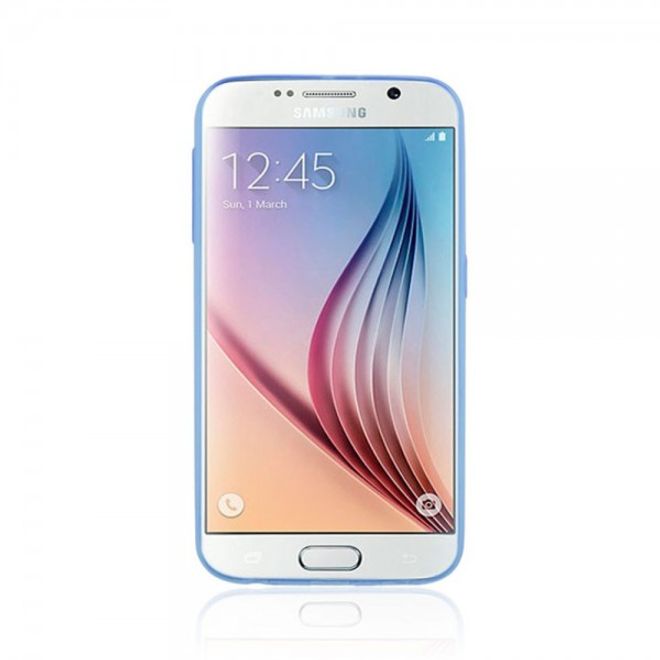 Samsung Galaxy S6 Elastisches Plastik Case mit Tupfmuster - blau