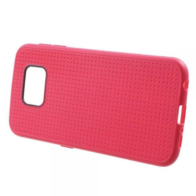Samsung Galaxy S6 Elastisches Plastik Case mit Gittermuster - rosa