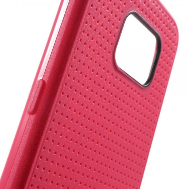 Samsung Galaxy S6 Elastisches Plastik Case mit Gittermuster - rosa