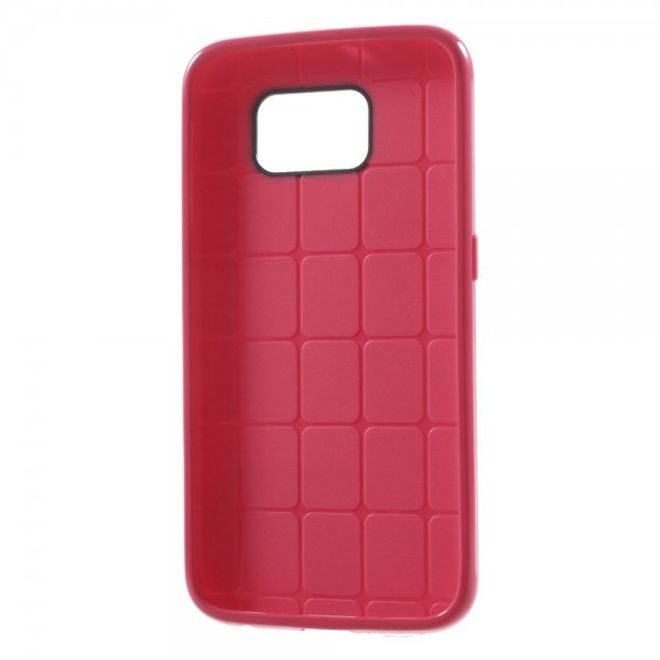 Samsung Galaxy S6 Elastisches Plastik Case mit Gittermuster - rosa