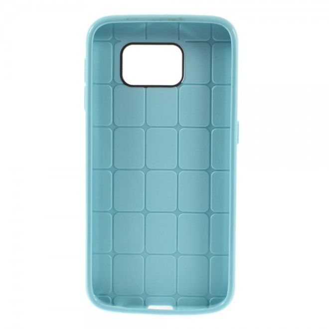 Samsung Galaxy S6 Elastisches Plastik Case mit Gittermuster - hellblau