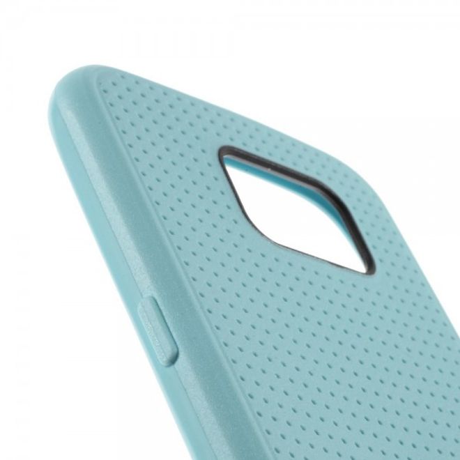Samsung Galaxy S6 Elastisches Plastik Case mit Gittermuster - hellblau