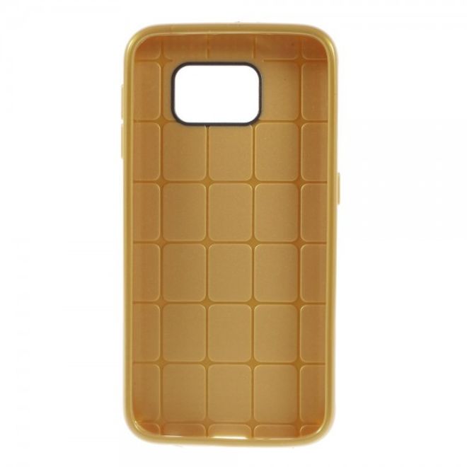 Samsung Galaxy S6 Elastisches Plastik Case mit Gittermuster - braun