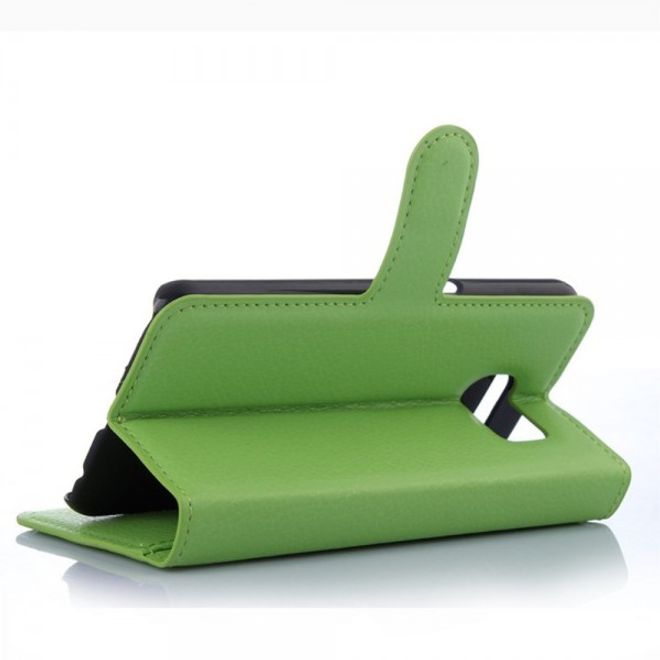 Galaxy S6 Edge Leder Case mit Litchimuster - grün