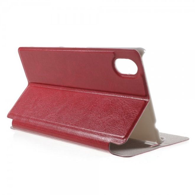 Sony Xperia M4 Aqua Leder Case mit Kreditkartenschlitz - rot