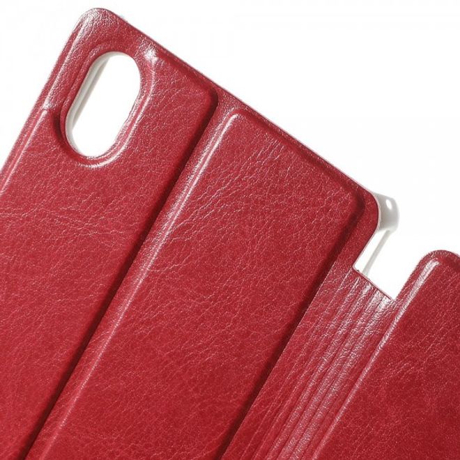 Sony Xperia M4 Aqua Leder Case mit Kreditkartenschlitz - rot