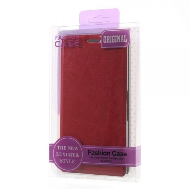 Sony Xperia M4 Aqua Leder Case mit Kreditkartenschlitz - rot