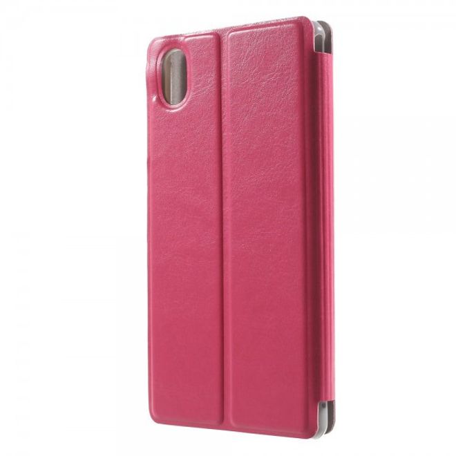 Sony Xperia M4 Aqua Leder Case mit Kreditkartenschlitz - rosa