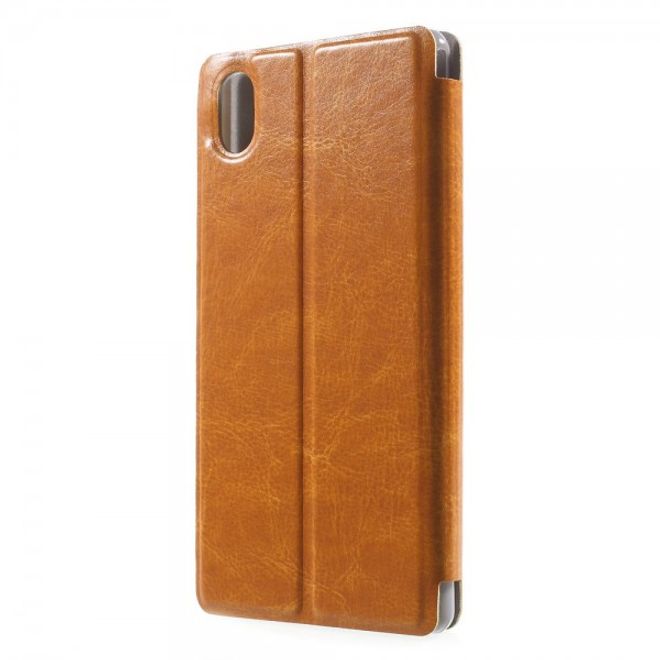 Sony Xperia M4 Aqua Leder Case mit Kreditkartenschlitz - orange
