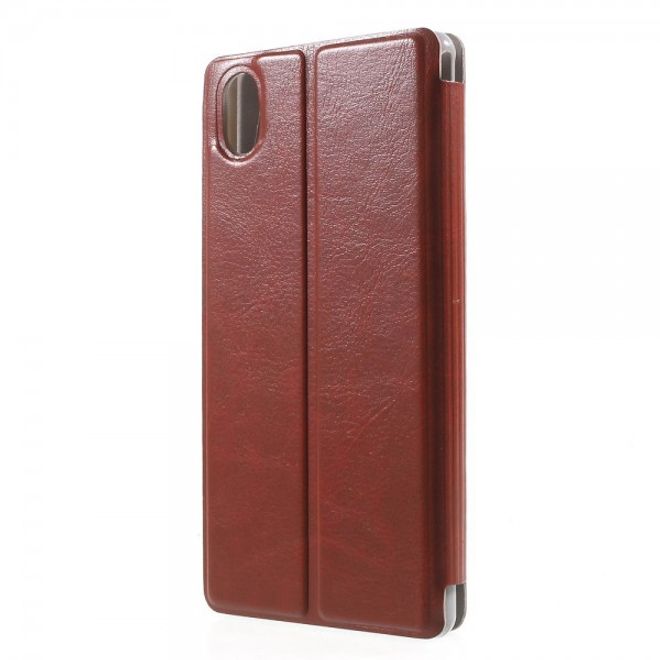 Sony Xperia M4 Aqua Leder Case mit Kreditkartenschlitz - braun