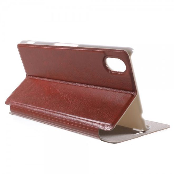 Sony Xperia M4 Aqua Leder Case mit Kreditkartenschlitz - braun