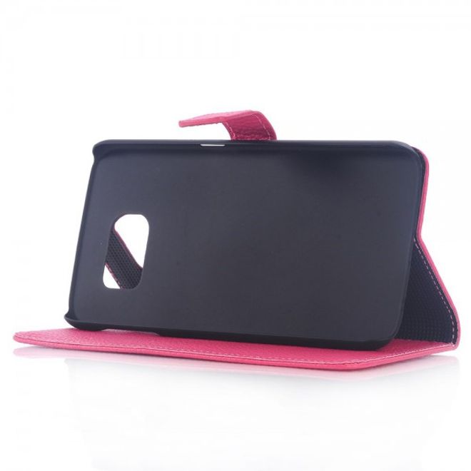 Samsung Galaxy S6 Leder Case mit markanter Litchitextur - rosa